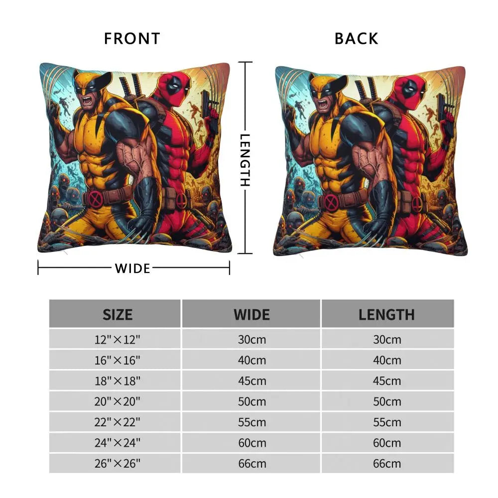 Custom Deadpool Wolverine Cartoon Manga Cushion Cover Soft Cute Pillows