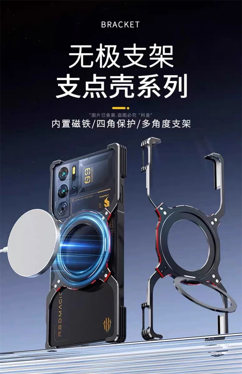 Magnetic Case For Nubia Redmagic 10 Pro Plus 9S 10s Red Magic 9 Pro+ 5G Aluminium Alloy Metal Borderless Bracket Cooling Cover