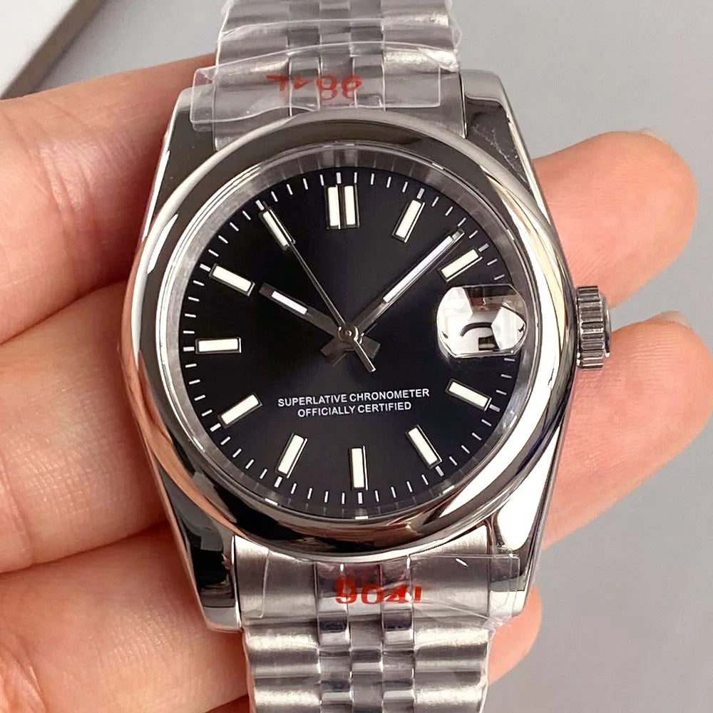 Tandorio New Round Sapphire Glass 200m Waterproof Black Sunbrust Dial Japan NH35A Automatic Mechanical Movement Men's Watch