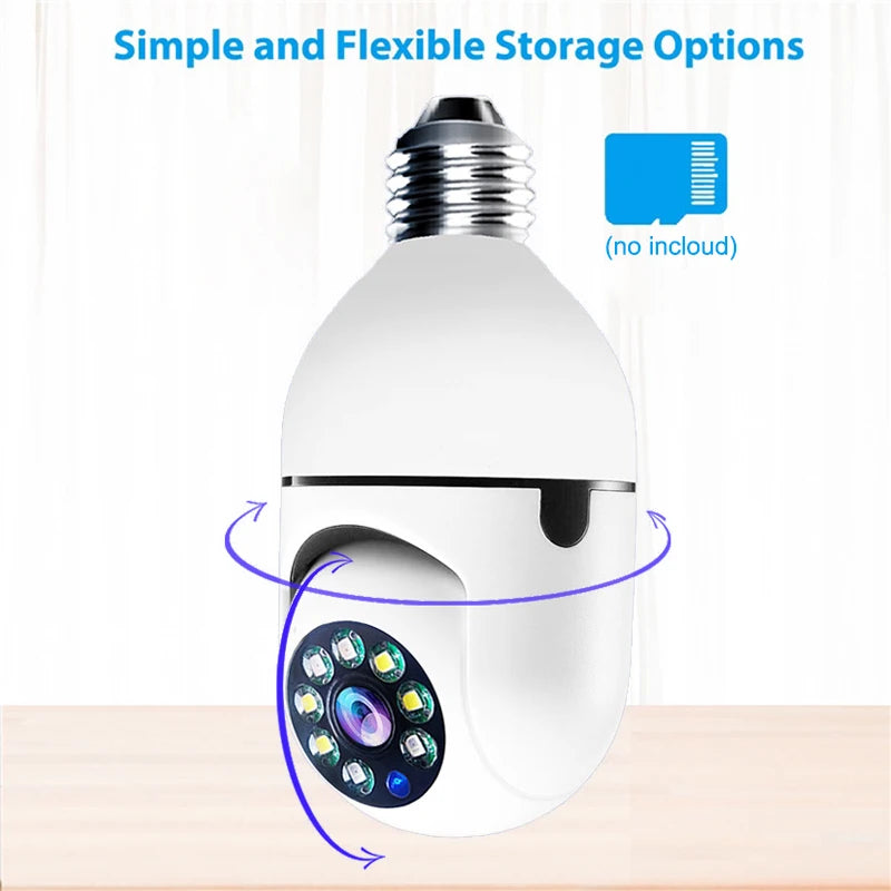 Bulb E27 Surveillance Camera Full Color Night Vision Automatic Human Tracking Zoom Indoor Security Monitor Wifi Miini IP Camera