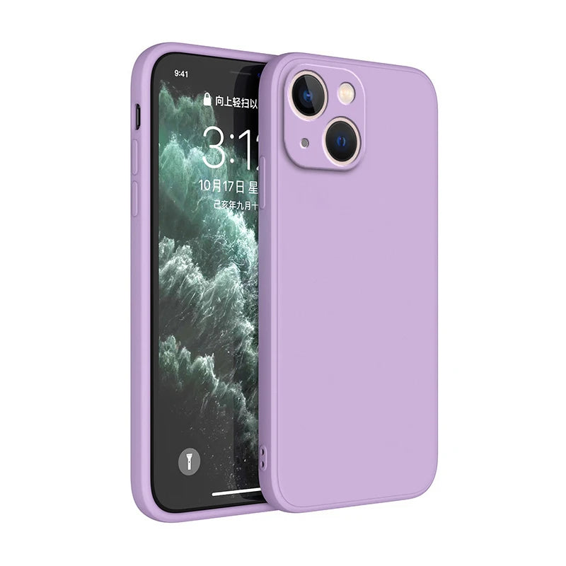 Original Square Liquid Silicone Funda Case for iPhone 15 13 Pro Max X XS 11 12 14 Plus Luxury Camera Protective Cover