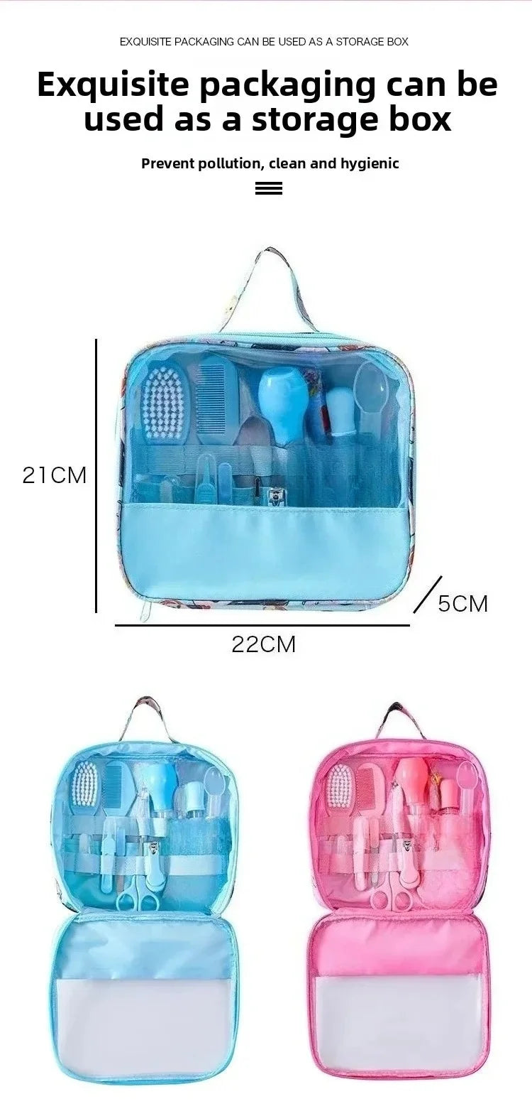10 Pcs Safe Baby Grooming Kit Newborn Nail Hair Care Set Portable Infant Healthcare Kit with Storage Bag for Travel Home