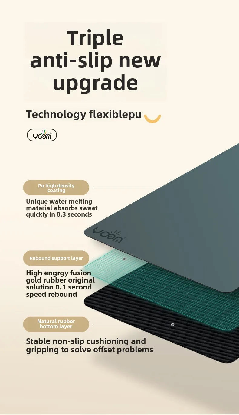 ‌PU & Natural Rubber Yoga Mat - Women’s Anti-Slip Fitness Mat with Laser Alignment Lines, Extra Thick & Durable Premium Edition‌