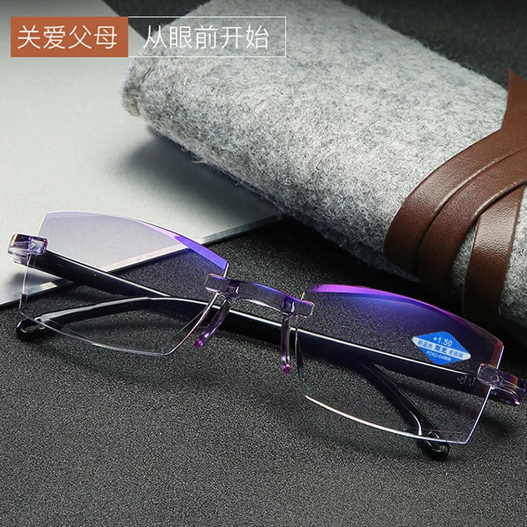 New frameless edge cutting blue light presbyopia glasses with intelligent zoom high-definition presbyopia glasses for