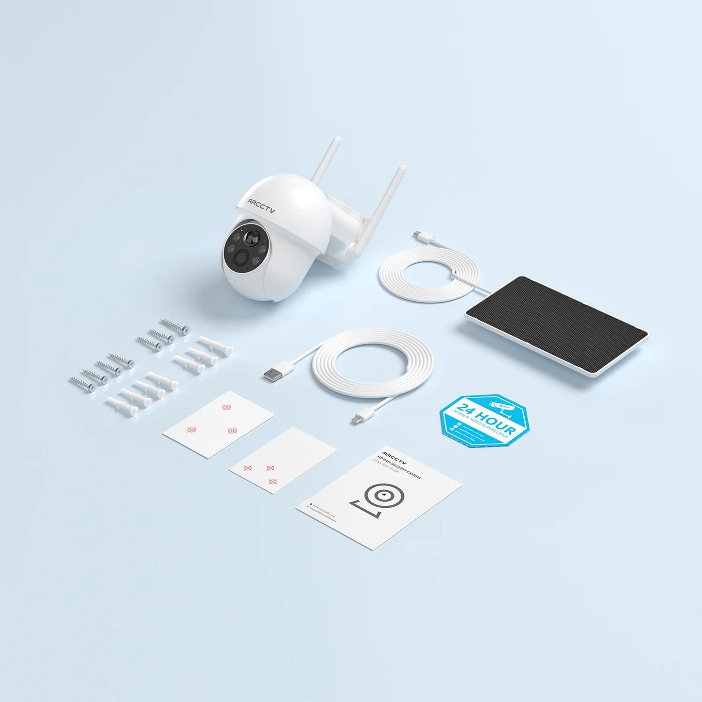 ARCCTV 2K Solar Wifi Camera Color Night Vision Security Surveillance Camera Outdoor Wireless Motion Detection HD Two Way Audio