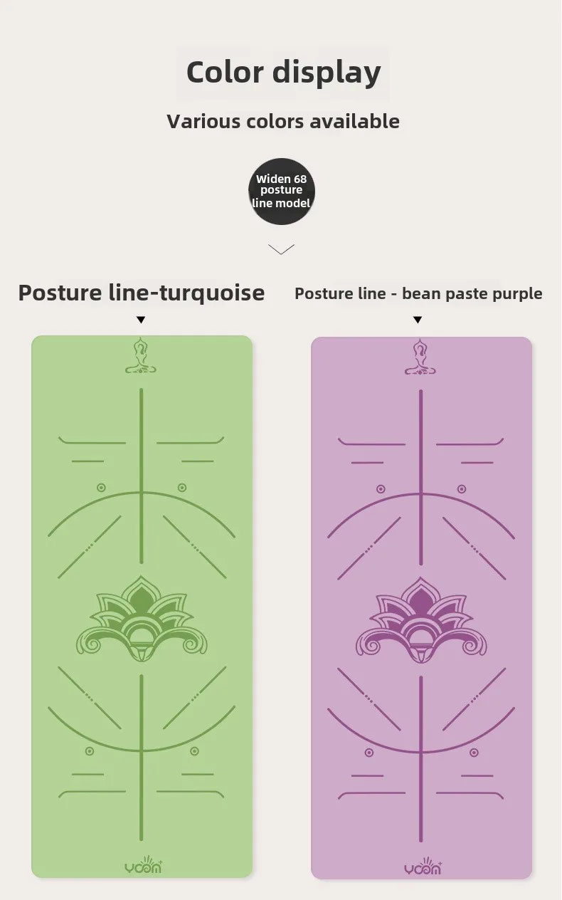 ‌PU & Natural Rubber Yoga Mat - Women’s Anti-Slip Fitness Mat with Laser Alignment Lines, Extra Thick & Durable Premium Edition‌