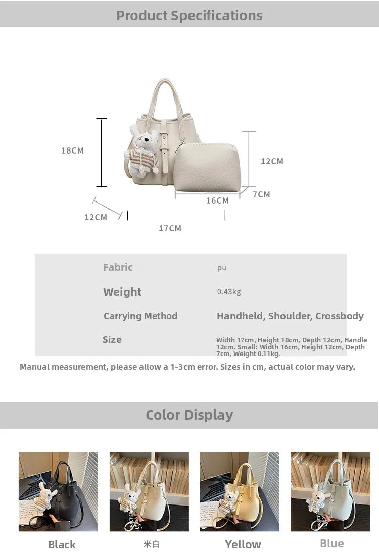 Fashionable Bucket Handbag Women's Shoulder Bag Spring Versatile Commuting Crossbody Bag Soft PU Leather Magnetic Buckle Closure
