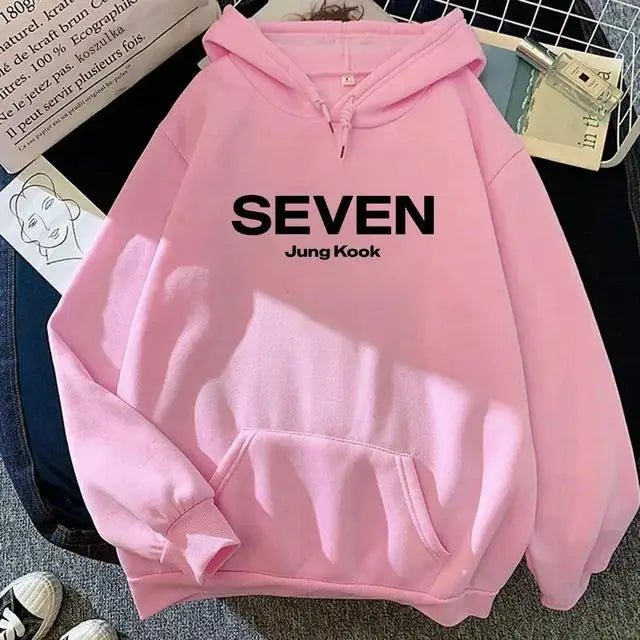 Letter Print JungKook Seven Hoodie Women/Men Harajuku Aesthetic Hoodies Unisex Autumn Winter Pullovers Dropshipping Sweatshirts