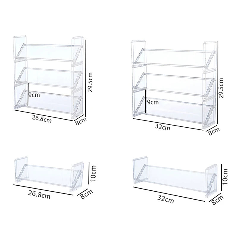 3-Layer Acrylic Cosmetics Rack: Eyeshadow/Blush Tray + Desktop Sundries/Toys Organizer