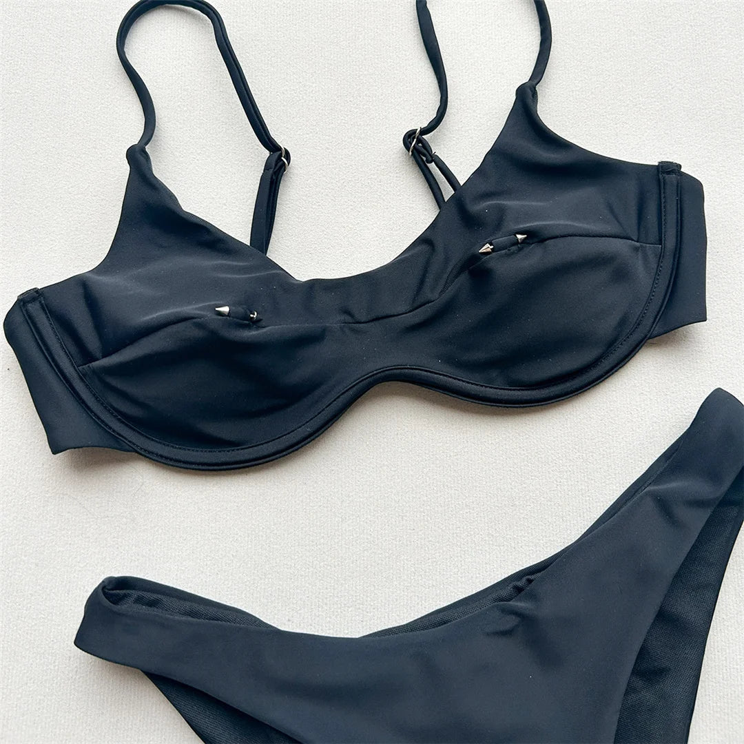 New Underwired Bikini Female Swimsuit Women Swimwear Two-Pieces Bikini Set Brazilian Padded Bather Bathing Suit Swim V7743