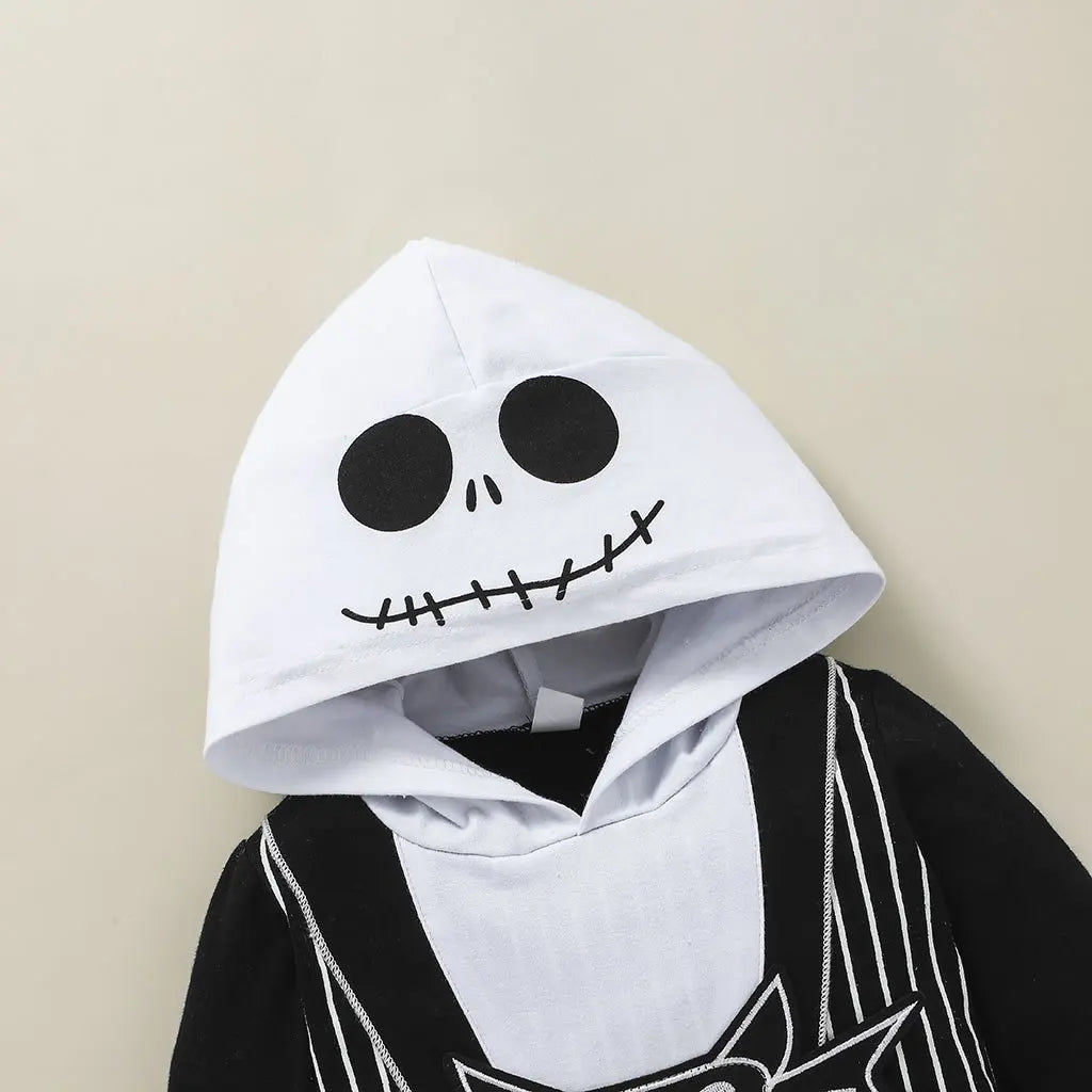 Little Baby Boys Gothic Pumpkin Skeleton Cosplay Jumpsuit Romper Kids Halloween Party Fancy Costume Outfit