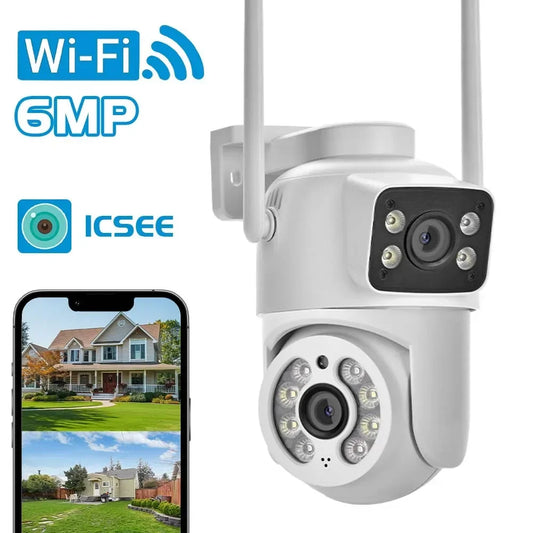 BELIA 6MP Dual Lens Dual Screens PTZ Wifi Camera AI Human Detection Wireless Outdoor CCTV Security IP Camera ICSEE App