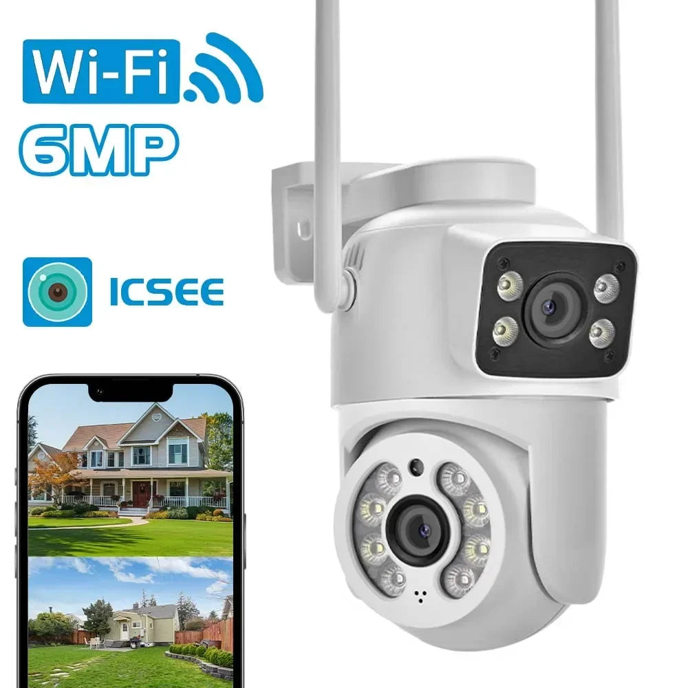 BELIA 6MP Dual Lens Dual Screens PTZ Wifi Camera AI Human Detection Wireless Outdoor CCTV Security IP Camera ICSEE App