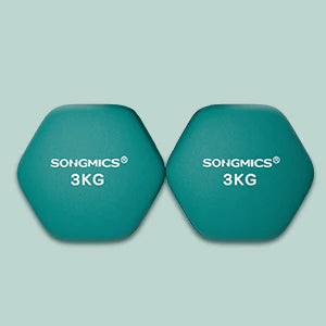 SONGMICS dumbbells set 2x3 kg dumbbell set short dumbbells hexagon neoprene coating