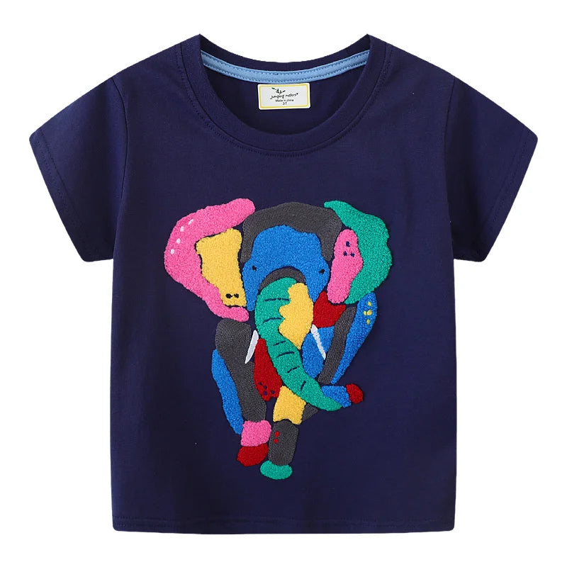 Jumping Meters 2-7T Animals Print 100% Cotton Baby Girls Tees Cotton Summer Toddler Clothes Kids Tops Children's Tshirts