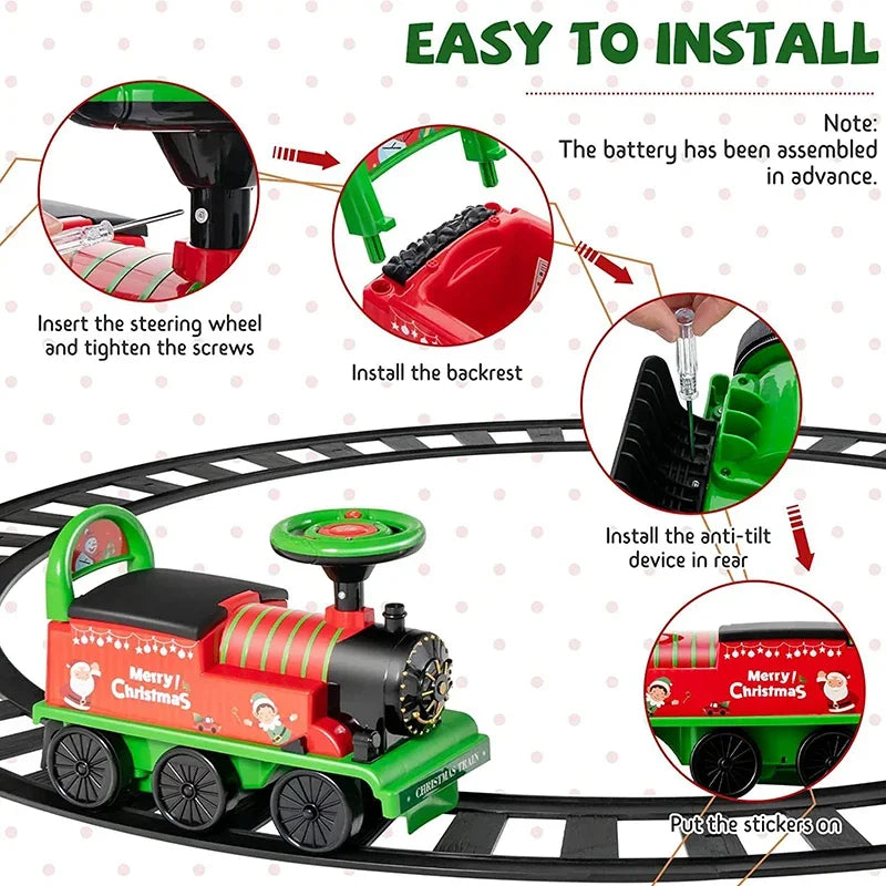 Christmas Retro Train Kids Riding Rail Car Toy with Lights Sounds Electric Track Train Model Children's Toy Xmas New Year Gifts