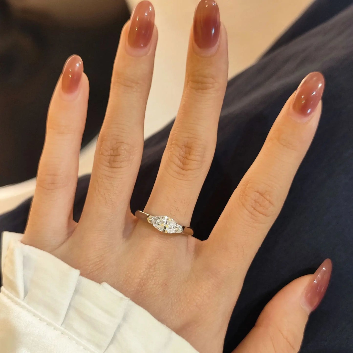 EWYA 1CT Marquise Cut Moissanite Solitaire Ring For Women 925 Silver GRA Certified Diamond Wedding Band Party Bridal Rings Gift
