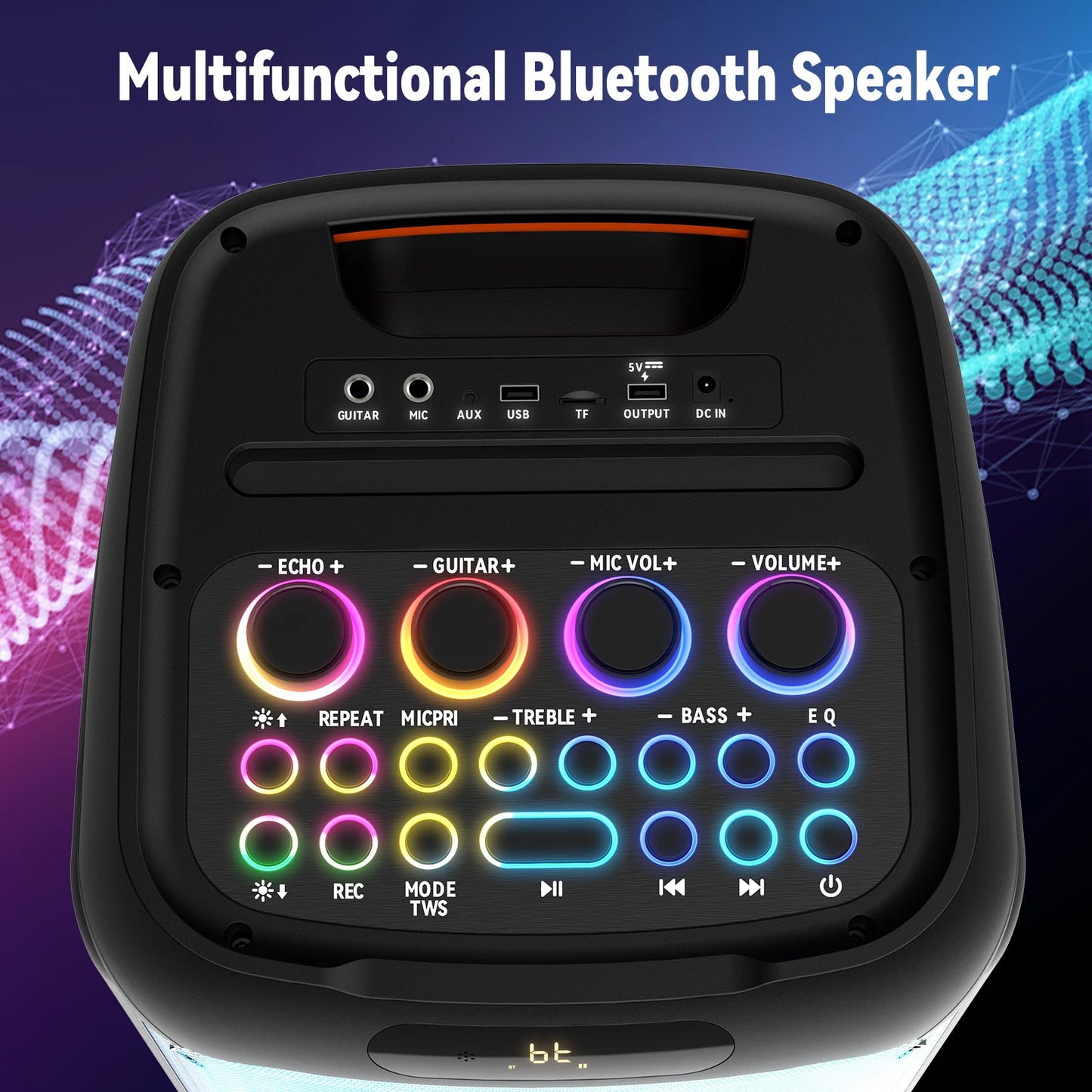 Karaoke Machine for Adults, Big Party Speaker with 500W Peak Power, Wireless PA System with Dual 8" Subwoofers, Disco Lights