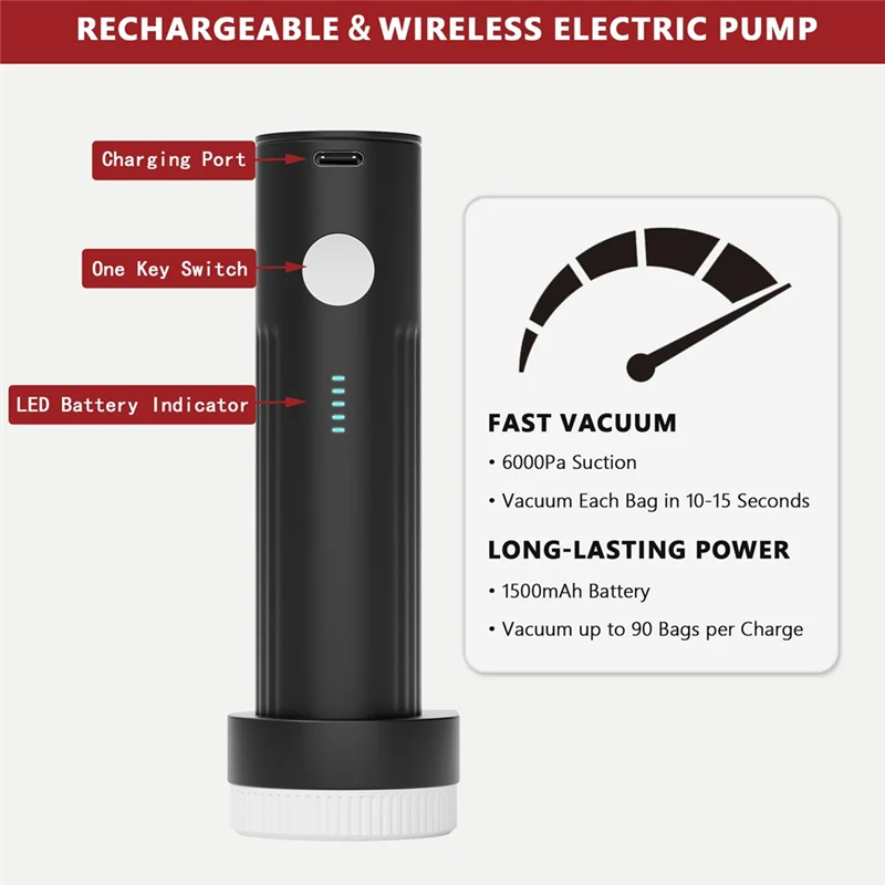 B59B-Portable Electric Pump Travel Vacuum Bags For Luggage, 8 Small For Clothing Suitcase Backpack Packing Seal Bags