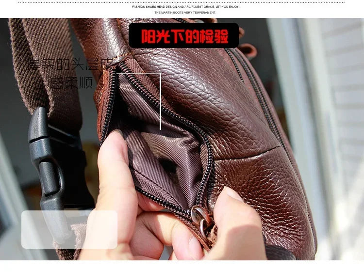 Genuine Cowhide Leather Waist Bag Men Funny Pack Belt bag Phone Pouch Multiple Pockets Hiking Running And Cycling fanny pack 가방