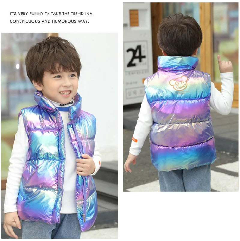 Kids Down Cotton Vest 2024 New Autumn Winter Girls Boys Fashion Warm Waistcoats No-wash Outerwear 3-10 Years Children Clothes