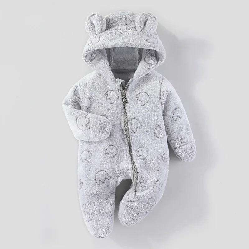 YBFSKID Autumn Winter Kids Boy Romper Star Jacquard Newborn Baby Girls Bodysuit Velvet Hooded Zipper Infant Girl Jumpsuit Outfit