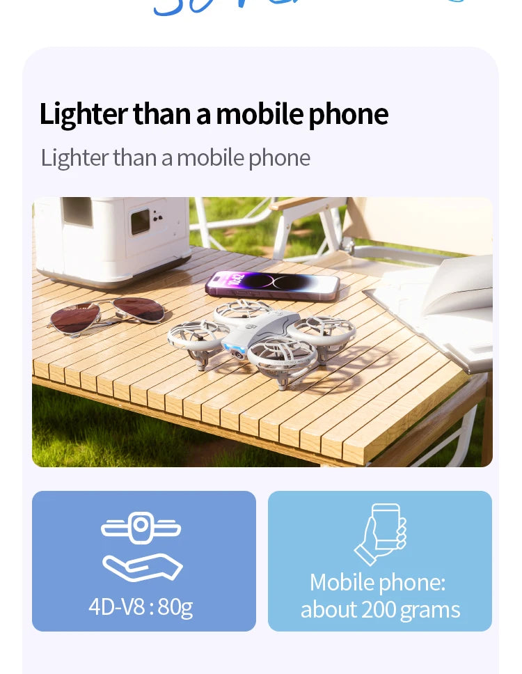 V8 Mini Drone 4K Profession HD Wide Angle Camera WiFi FPV RC Dron Height Keep Helicopter Foldable Quadcopter UAV Toys Gift