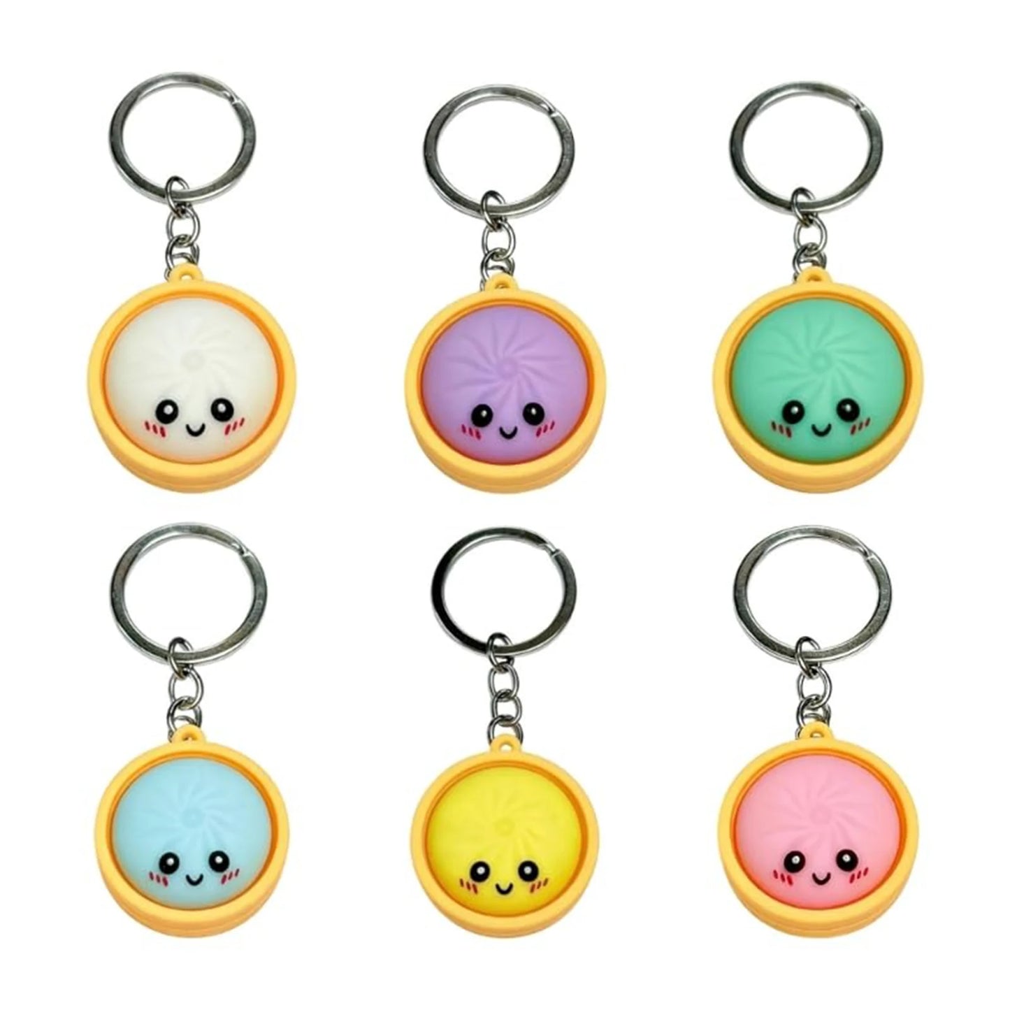 2026 Simulation Dumpling Keyboard Clicker Stress Relief Toy LED Glowing Cute Dumpling Keychain for GiftBags Pendant Party Favors
