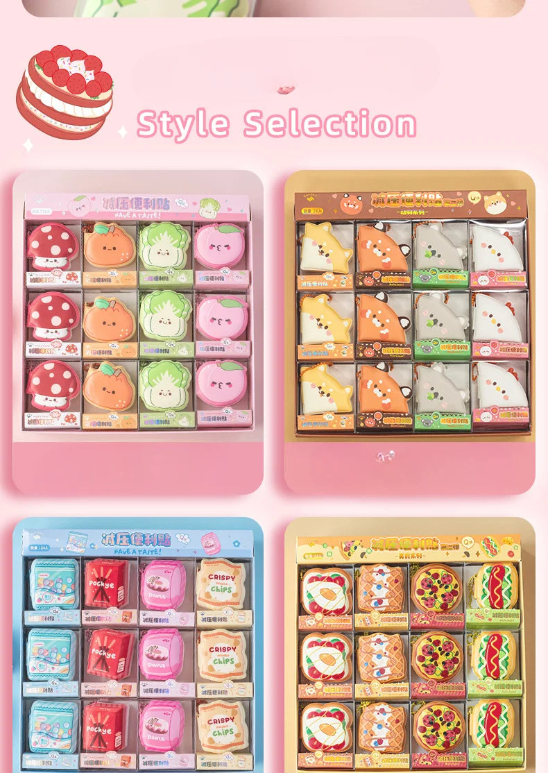 4Pcs New Stress  Mini Creative Relief Sticky Notes Modeling Book Students Portable Office Memo Can Be Pasted Note Pads