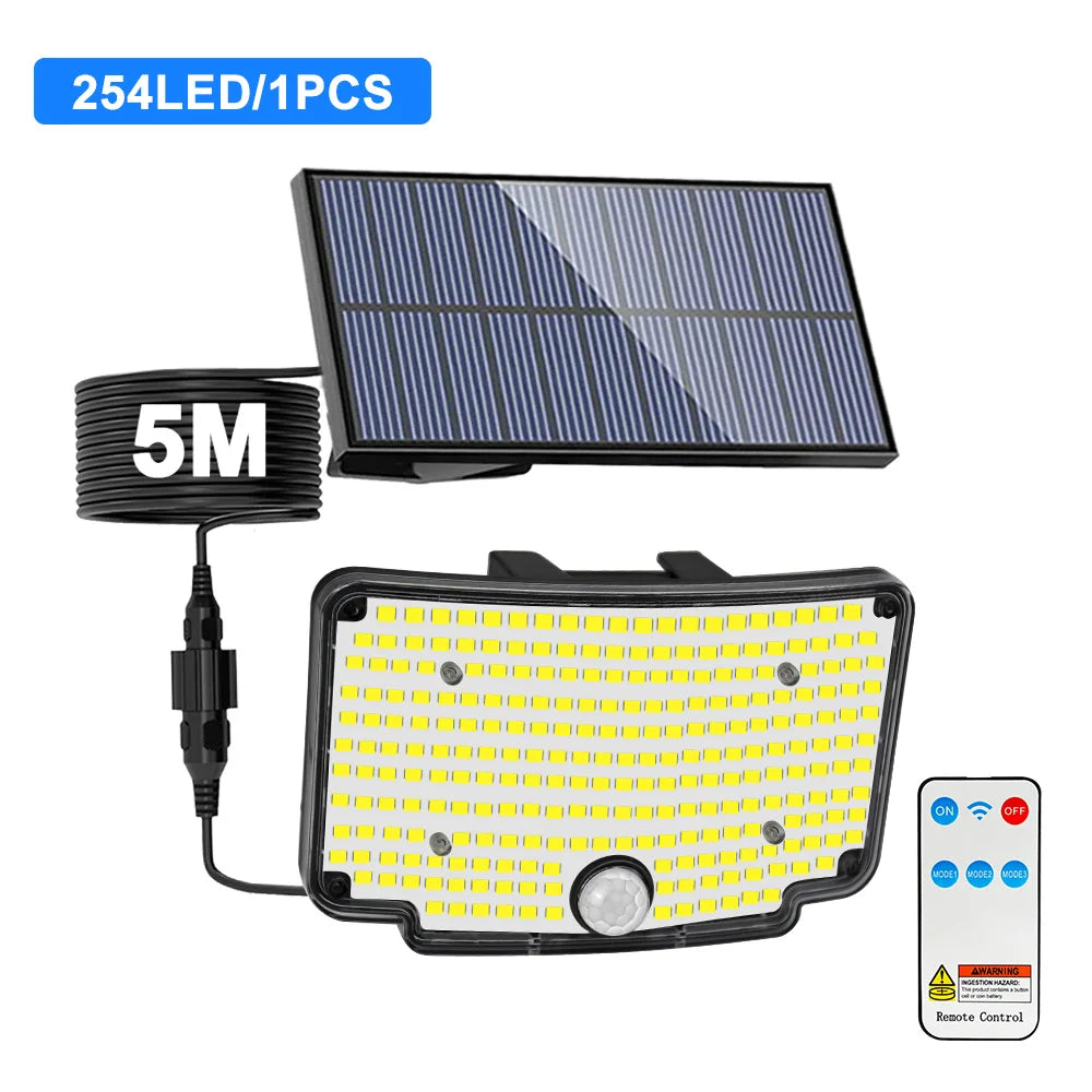 254/243LED Outdoor Solar Lights Garden Solar Powered Security Light Flood Light Motion Sensor 3 Mode Waterproof Garden Shed Yard