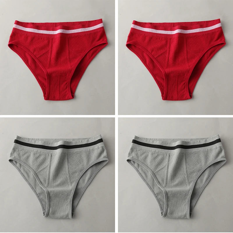 S-3XL 3-5Pcs Women Sport Briefs High Waist Panties Comfort Solid Color Underwear Sexy Underpants Intimate Lingerie Soft Briefs