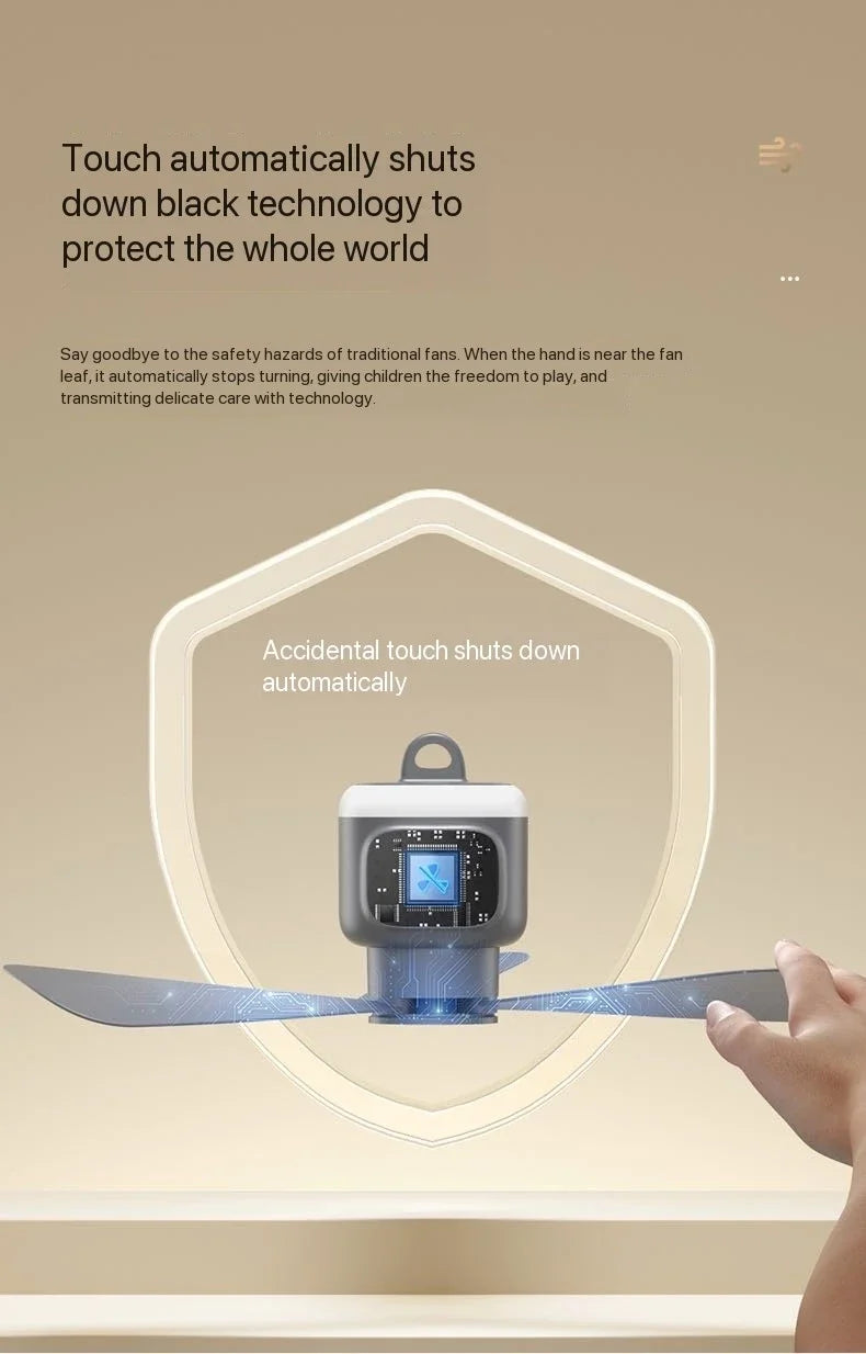 New Remote Control Mini Ceiling Fan USB Wireless Cooling Fan 12000mAh Portable LED Night Light Camping Fan with USB Ceiling Fan
