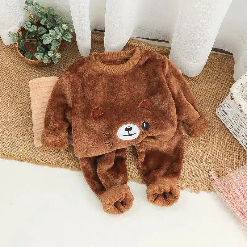 Winter Baby Boy Clothes Set 2pcs Fleece Kids Clothes For 0-5Yrs Children Kids Outfits Toddler Baby Girl Boy Clothes Sets