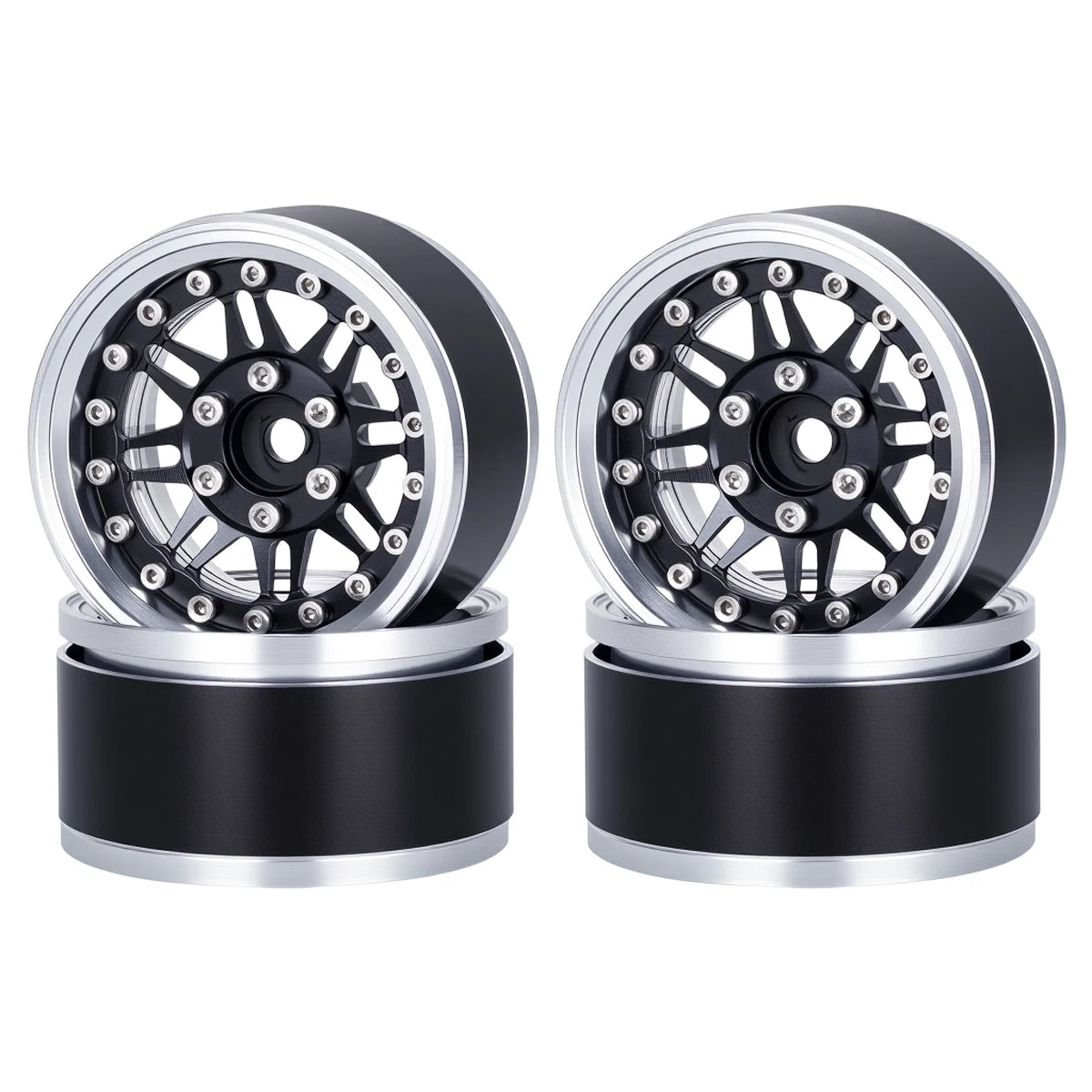 4Pcs 1.9 Aluminum Beadlock Wheel Rims Adjustable Offsetfor 1/10 RC Crawler Car TRX4 TRX6 SCX10 90046 GEN7 8 D90 Upgrade Parts