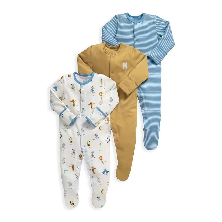 3Pcs Brand Newborn Baby Clothes Set Infant Boys Girls Romper Cotton Long Sleeve Pajamas Jumpsuit Toddler Outfits