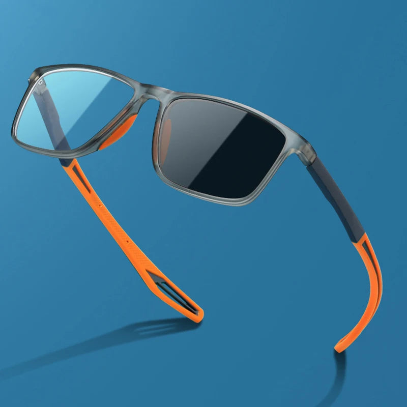 Fashion Color Blocking Photochromic Reading Glasses Men Women Sports Color Changing Rectangular Eyewear