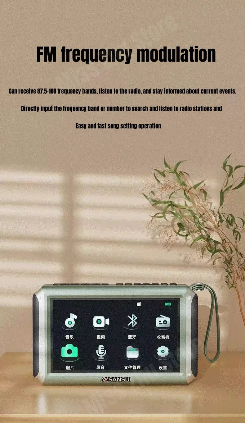 SANSUI F55 Portable FM Radio Video display radio Wireless Bluetooth Speakers Dual TF Card Slot MP4 Music Player Video E-book
