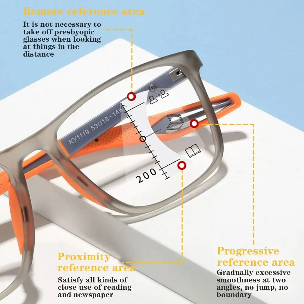 New TR90 Anti-blue Light Multifocal Reading Glasses Men Women Progressive Near Far Eyewear Ultralight Sports Farsight Eyeglasses