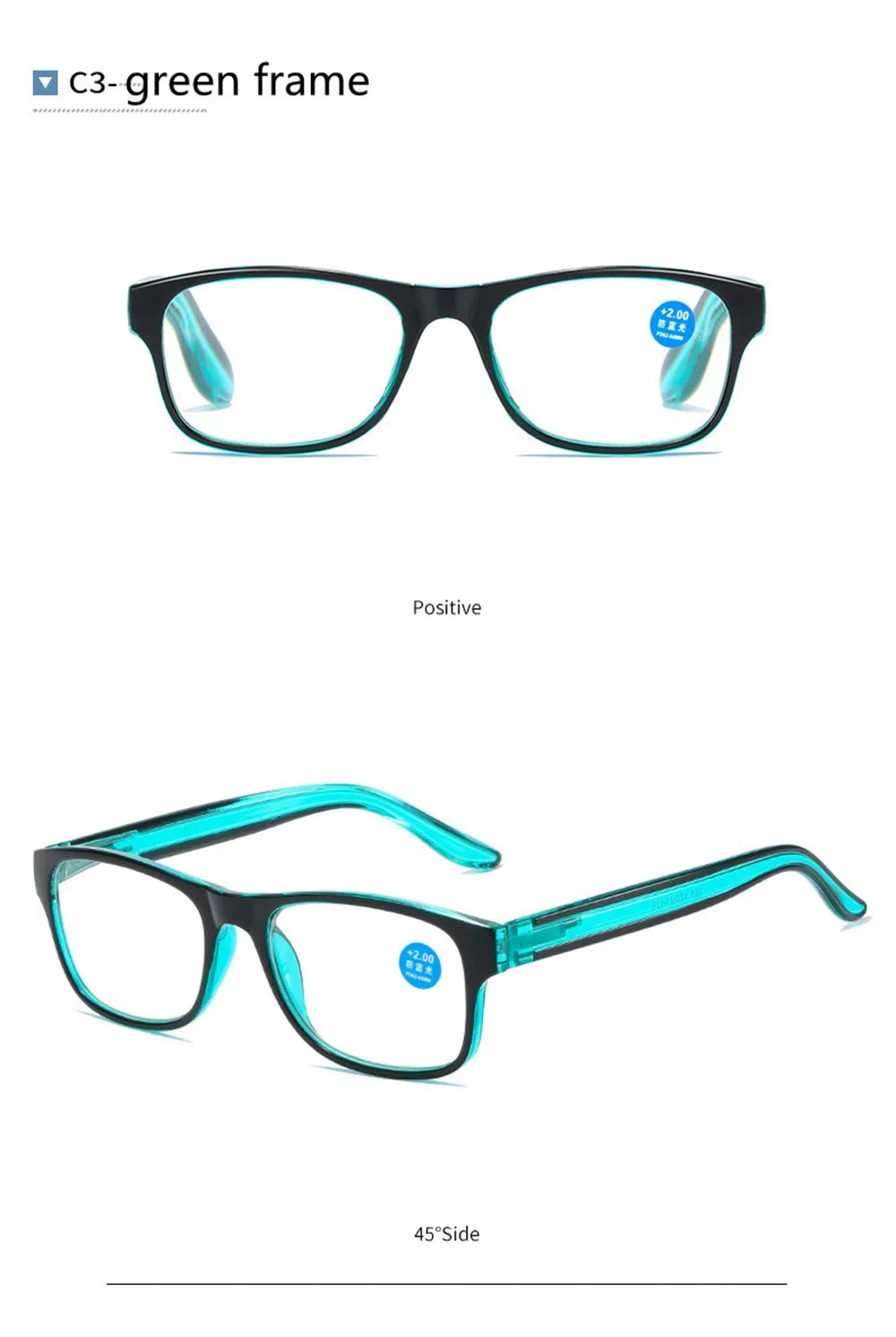 Anti Blue Light Reading Glasses Fashion Women Men Clear Sqaure Computer Presbyopic Eyeglasses Spring Legs Frame Eyewear