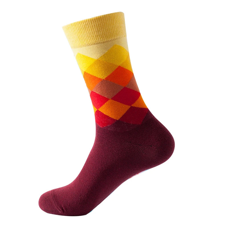 Classic Male Happy Cotton Casual Crew Socks Breathable Color Compression Funny Sox Business Dress High Quality  Socks for Men