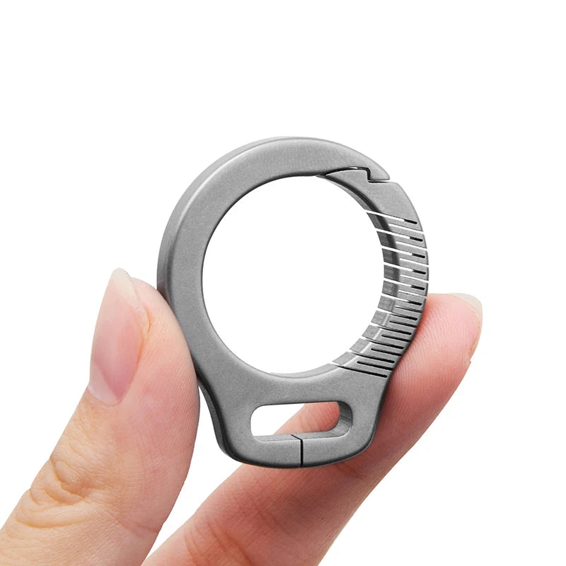 Titanium Alloy Cowhide Leather Keychain Waist Belt Buckle Carabiner Car Key Holder High-end Gifts For Men Women