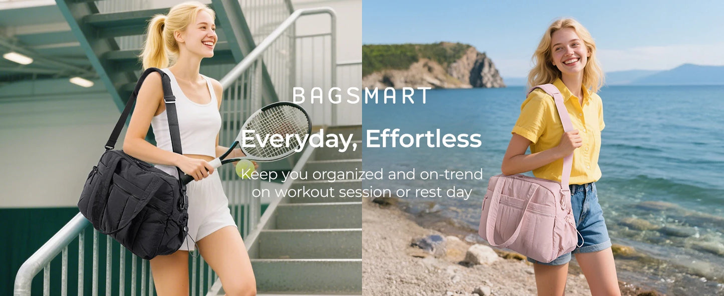 BAGSMART Women Duffle Bag for Travel with Wet Pocket Lightweight Water Resistant Carry on Weekender Gym Bag