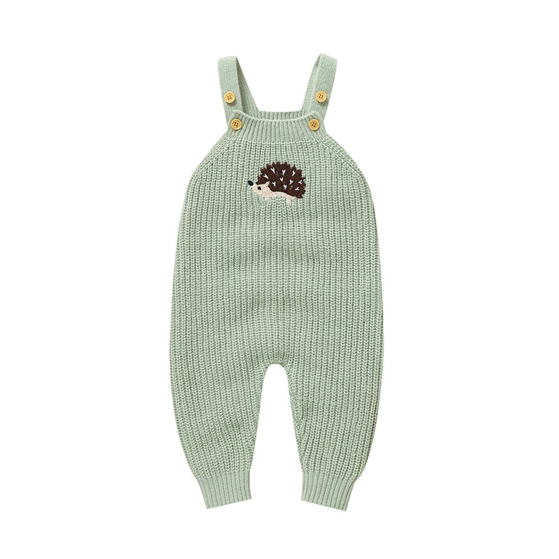 Baby Girls Boys Rompers Cute Hedgehog Knitted Newborn Sleeveless Sunsuits Jumpsuits 0-18m Infant Unisex Overalls Toddler Costume