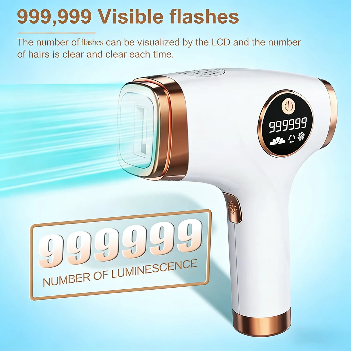IPL Ice Cooling Hair Removal Device Painless 999999 Flashes LCD Laser Remover for Women Men