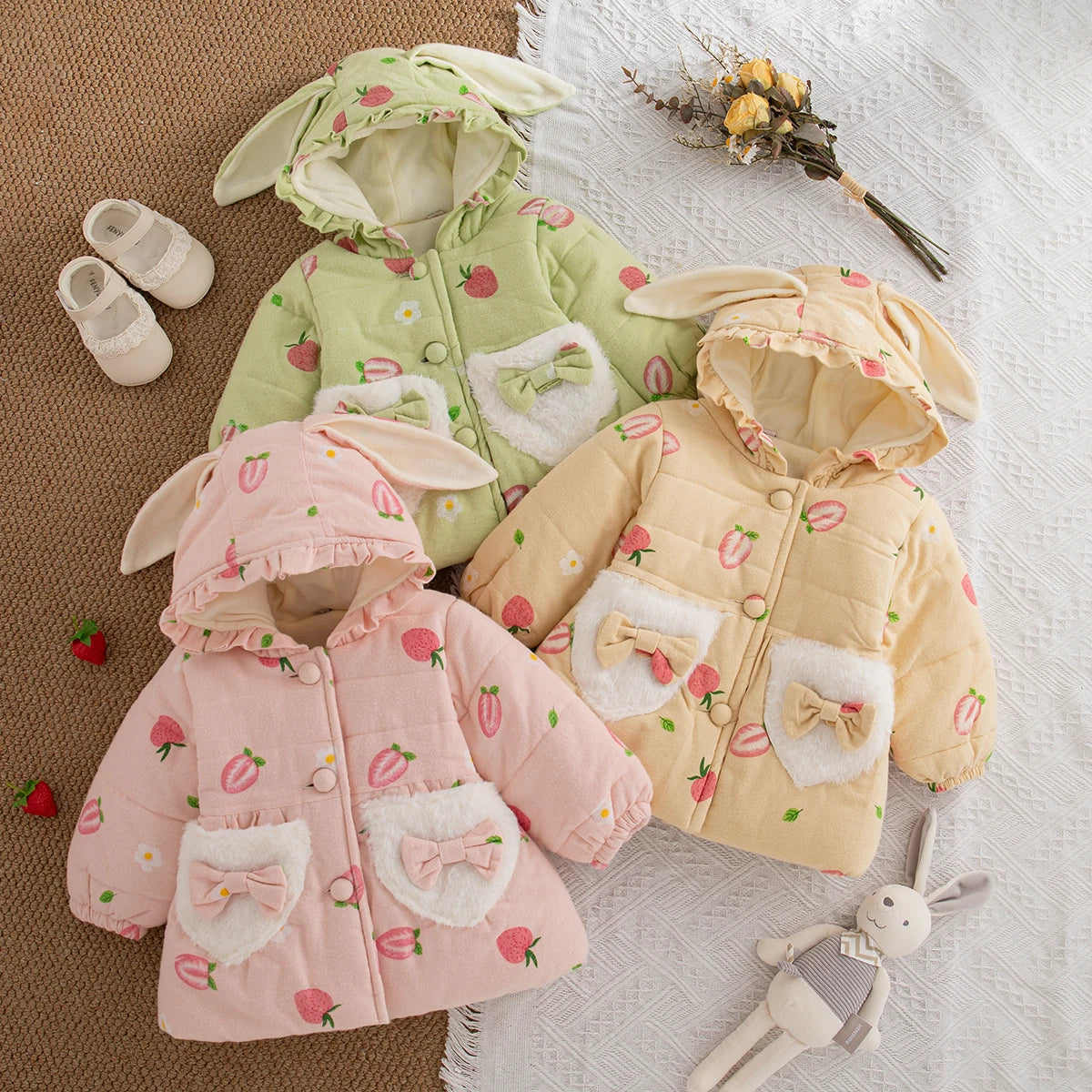 Winter New Thick And Warm Baby Girl Coat, Sweet And Cute Children'S Clothing Suitable For Babies Aged 9 Months To 3 Years Old