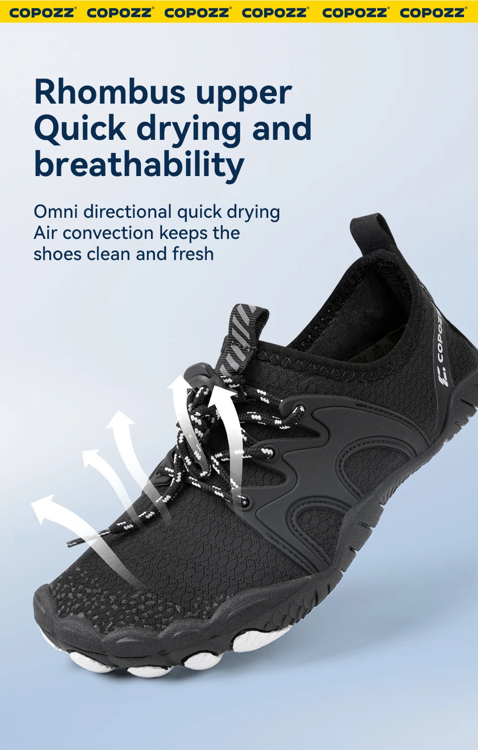 COPOZZ Unisex Water Shoes Barefoot Shoes Outdoor Beach Water Sports Upstream Aqua Shoes Sport Running Fitness Non-slip Sneakers