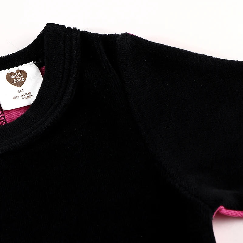 Baby Romper Footies Black Velour Back Ribbed Kids Clothes Long Sleeves Ribbed Overalls Baby Boy and Girls Clothes Winter Romper