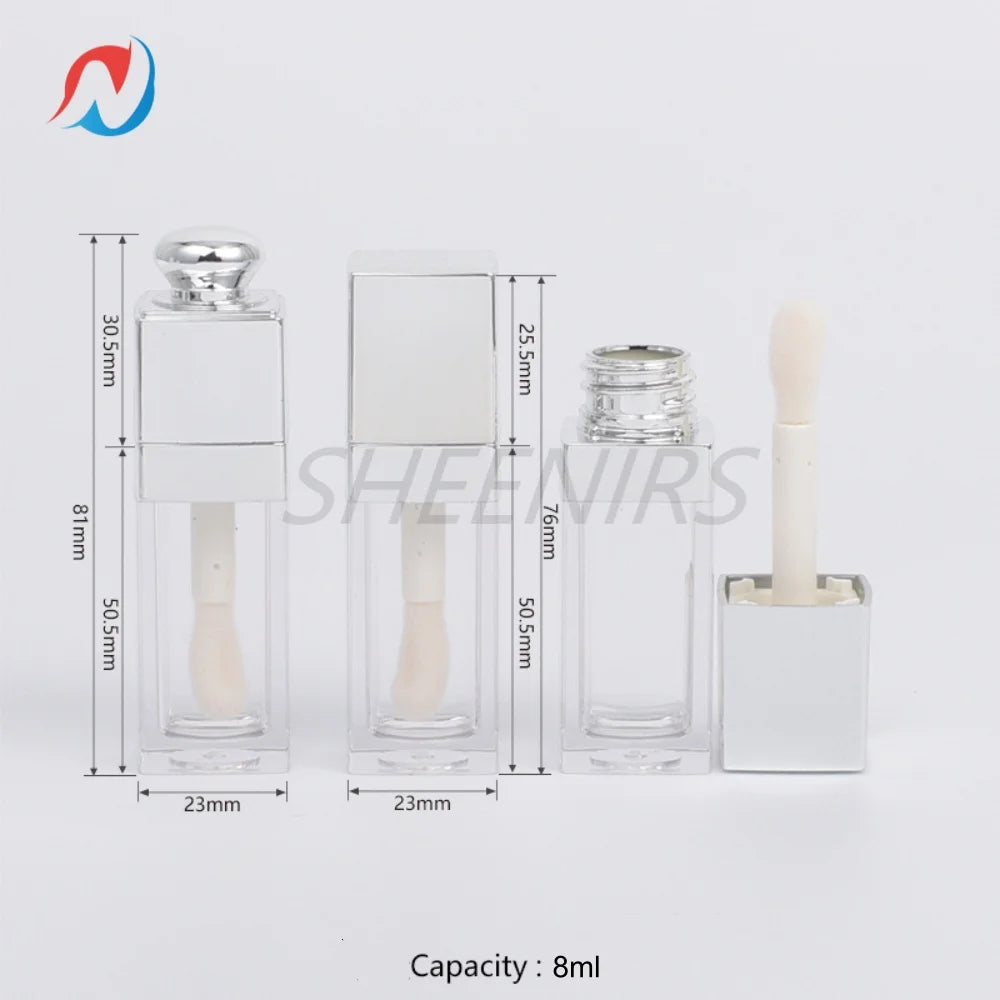 24pcs Empty 8ML Square clear Lip Gloss Tube big doe foot wand lipstick for Lip oil tint bottles container Lip Balm Tube