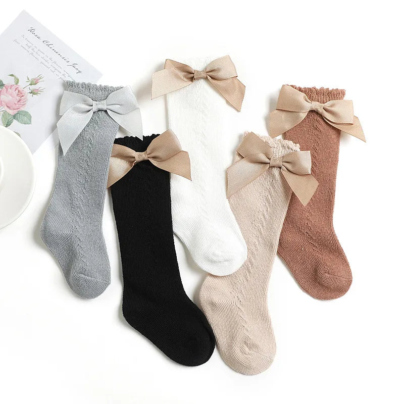 Sweet Baby Girl Knee-High Socks Toddlers Bow Stockings Newborn Infant Non-Slip Sock