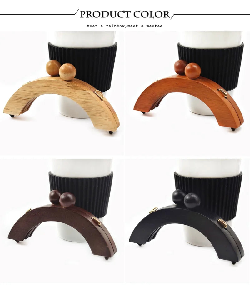 Deepeel Wooden Bag Handle 14/20cm Purse Frames Kiss Clasp for Handbags Wallet DIY Handmade Sewing Brackets Bags Accessories